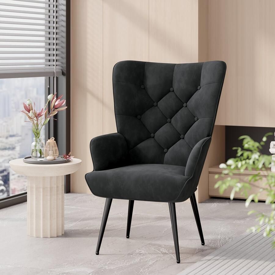 Corenia Fauteuil – Lounge Chair – Draaifauteuil – Relaxstoel – Schommelstoel – Scandinavisch Design – Gestoffeerd Met Metalen Poten – Maximale Draagkracht 150 Kg