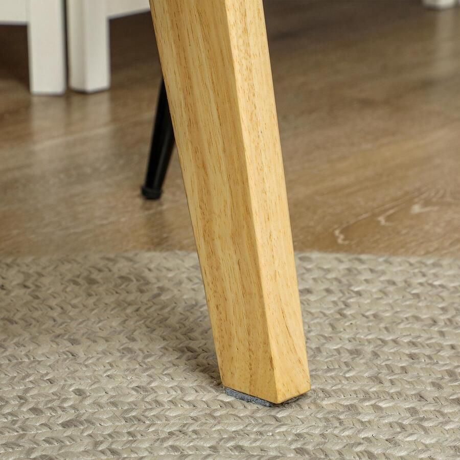 Corenia Fauteuil – Lounge Stoel – Armstoel – Relaxstoel – Leunstoel – Crèmewit Met Houten Poten – Fluweelachtige Cordstof – Zitkussen 16 Cm Dikte