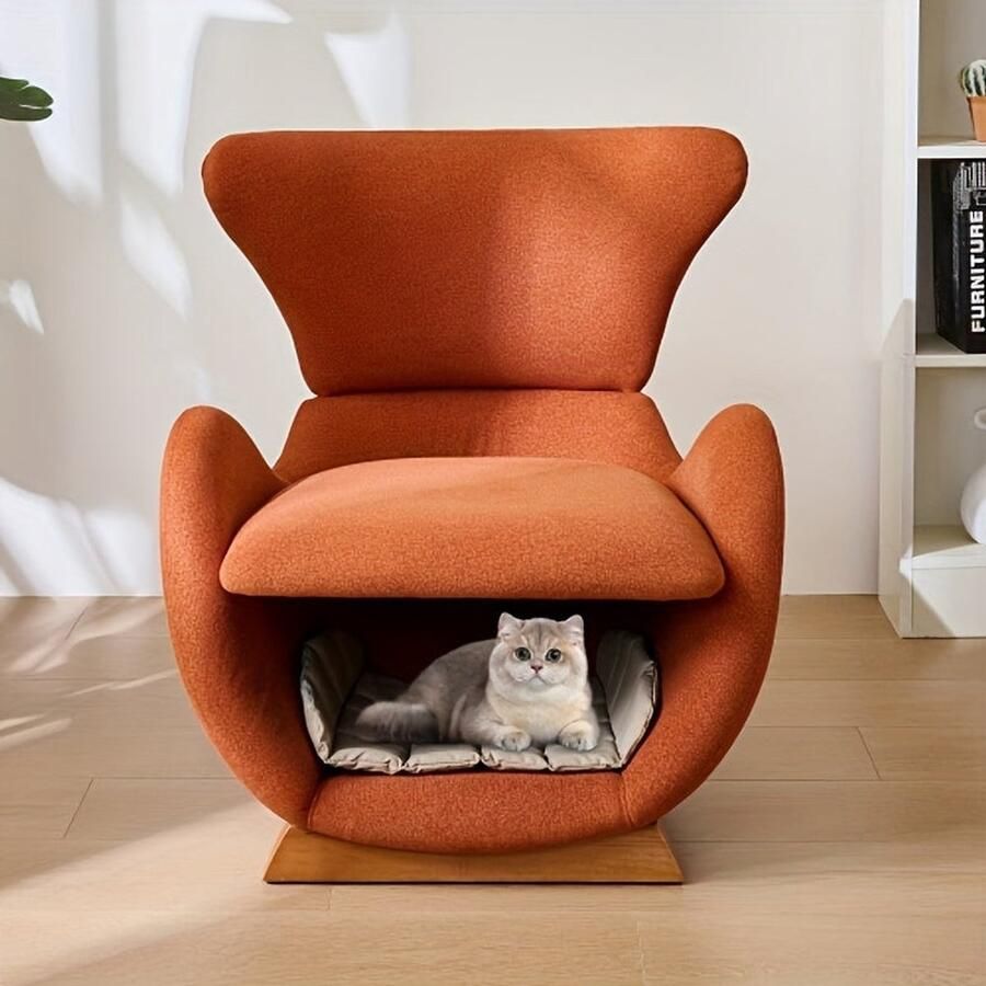 Corenia Fauteuil – Relaxfauteuil – Loungefauteuil – Leunstoel – Zithoekstoel – Oranje Kleur – Vast Rugleuning – Zacht Katoenen Zitkussen – Met Opbergruimte – Makkelijk Schoon Te Maken