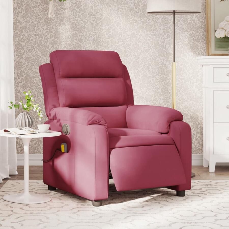 Corenia Fauteuil – Relaxfauteuil – Loungestoel – Relaxstoel – Elektrisch Verstelbare Stoel – Wijnrood – Velvet Bekleding – 135 Graden Kantelbaar