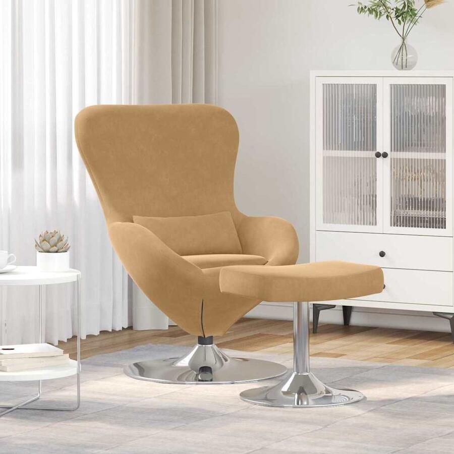 Corenia Fauteuil – Relaxstoel – Loungechair – Draaistoel – Zithoekstoel – Lichtgroen Fluweel – Inclusief Voetensteun