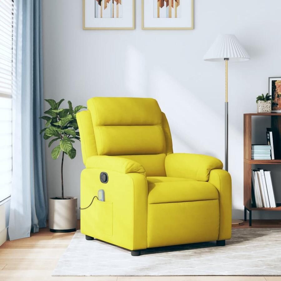 Corenia Fauteuil – Relaxstoel – Loungechair – Oorfauteuil – Zetel – Handmatig Verstelbaar – Zachte Stof Geel