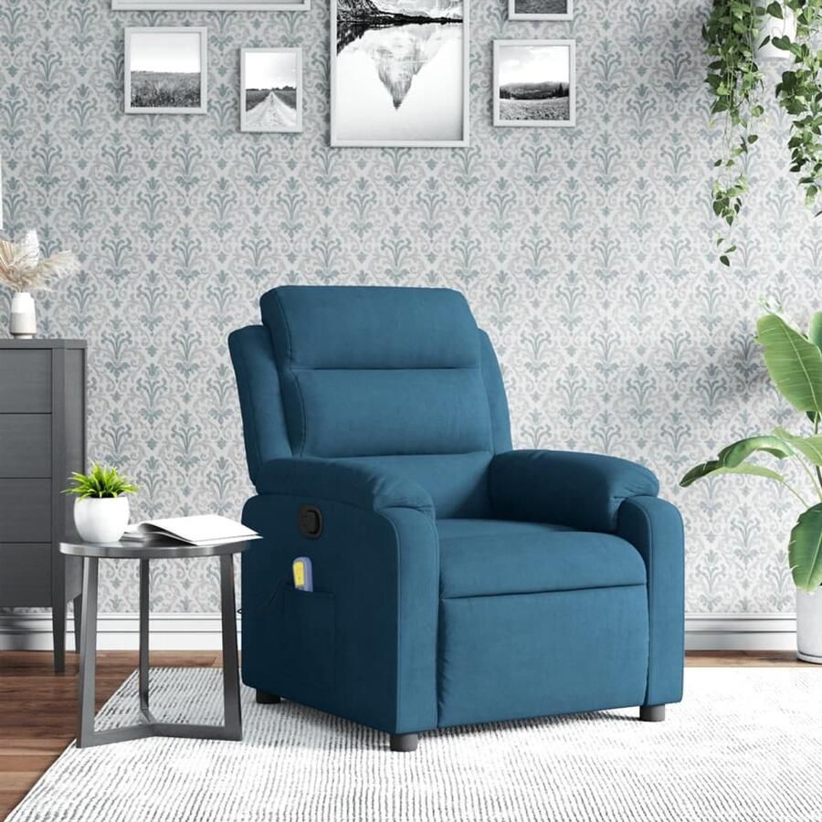 Corenia Fauteuil – Relaxstoel – Loungezetel – Zetel – Armstoel – Handmatig Verstelbaar – Blauwe Stof