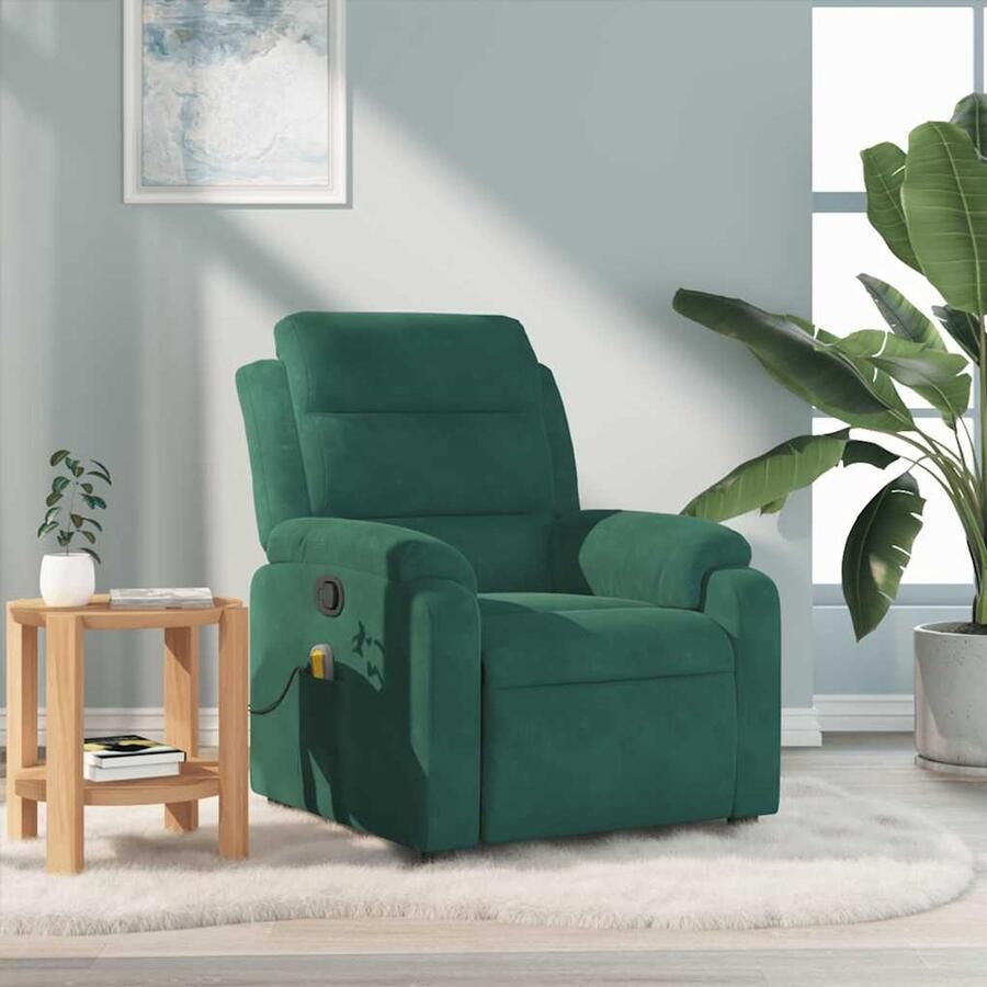 Corenia Fauteuil – Relaxstoel – Zetel – Lounge Stoel – Sessel – Donkergroen – Handmatig Verstelbaar – Fluweel Bekleding