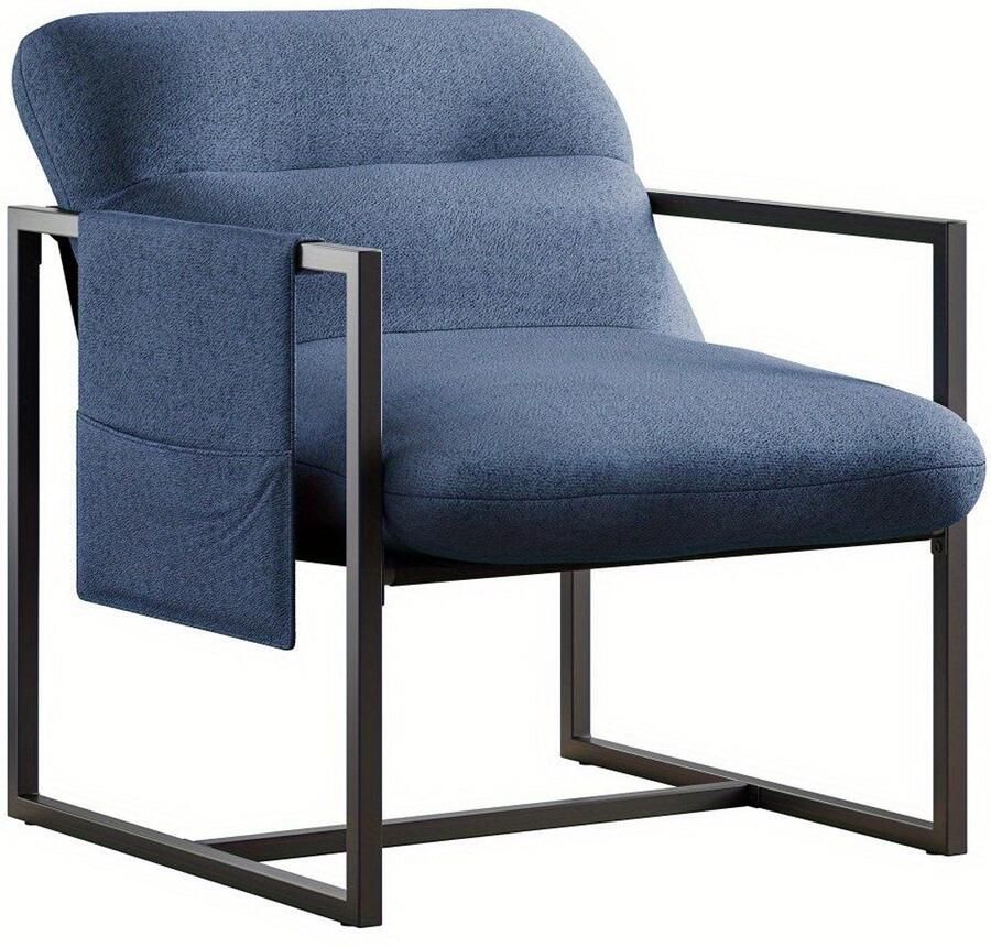 Corenia Fauteuil – Relaxstoel – Zitzak – Loungechair – Armstoel – Sherpa Bekleding – Gestoffeerd Metaalframe – Compact Formaat – Antislip Poten