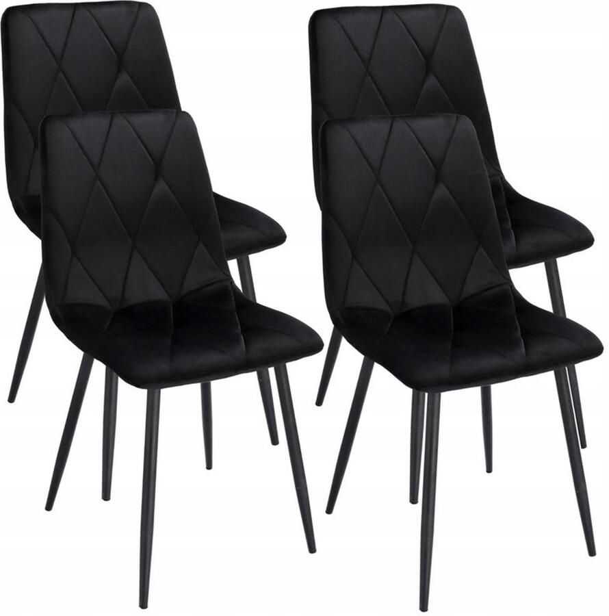 Corenia Fauteuil – Stoel – Zetel – Lounge Chair – Armstoel – Gestoffeerd Velours – Met Ruitstiksels – Zwarte Metalen Poten – Max 130 kg