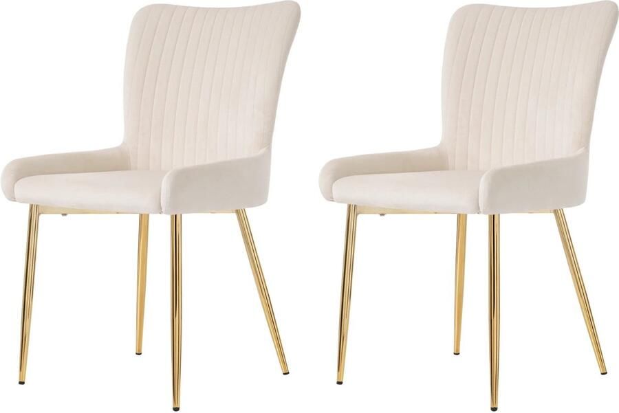 Corenia Fluwelen Eetkamerstoel – Comfortabele Stoel – Velours Stoel – Metalen Poot – Ergonomisch Design – Draagvermogen 150 Kg – Snel Te Monteren