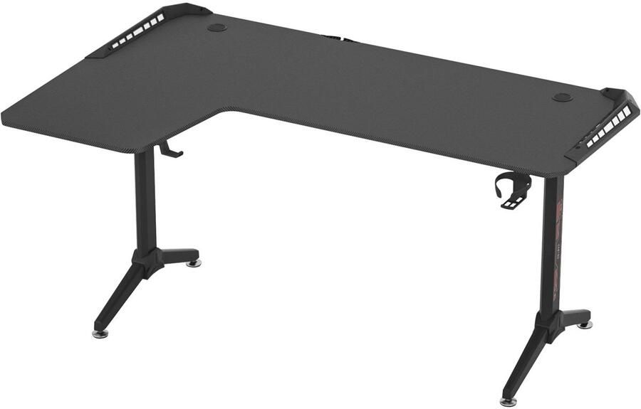 Corenia Gaming Bureau Gaming Tafel Gaming Desk Computer Bureau Computertafel XXXL Hoek Bureau – L-Vormig Computerbureau met RGB Verlichting Bekerhouder & Koptelefoonhaak