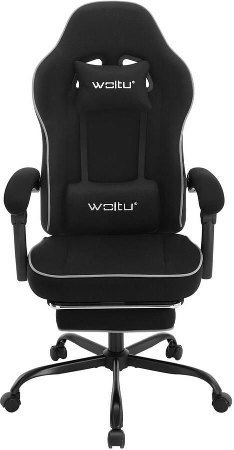 Corenia Gaming Stoel met Voetsteun Bureaustoel Ergonomische Verstelbare 150 kg Draagvermogen 145° Kantelbaar Extra Brede Zitting Zwart Mesh-stof