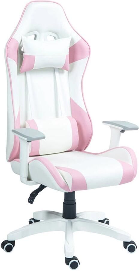 Corenia Gamingstoel – Bureaustoel – Computerstoel – Werkstoel – Ergonomisch Ontwerp – Verstelbare Armleuningen 67 x 60 x 120-128 cm Roze