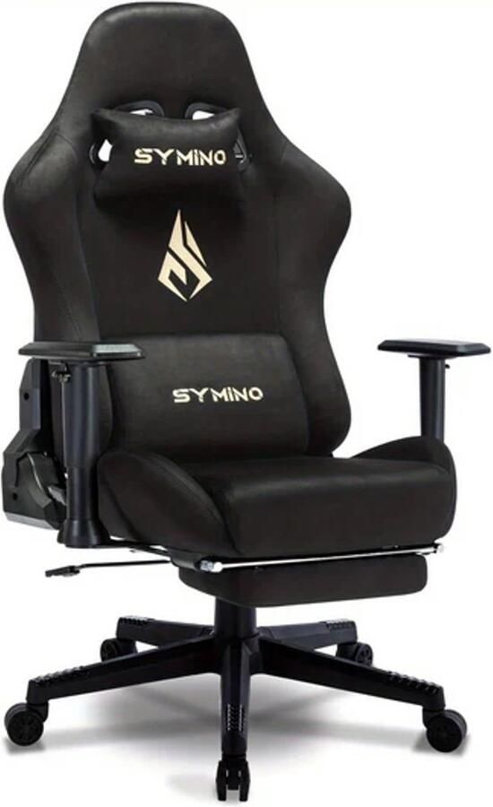 Corenia Gamingstoel – Gamestoel – Bureaustoel – Gaming Chair – Game Stoel – Verstelbare Hoogte & Draaibare Vijfwielige Basis – Zacht Gepolsterde Armleuningen & Makkelijk Schoon Te Maken – Zwart