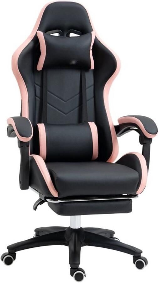 Corenia Gamingstoel – Gamestoel – Bureaustoel – Gaming Chair – Game Stoel – Verstelbare Rugleuning 135° – Uittrekbare Voetensteun Zwart