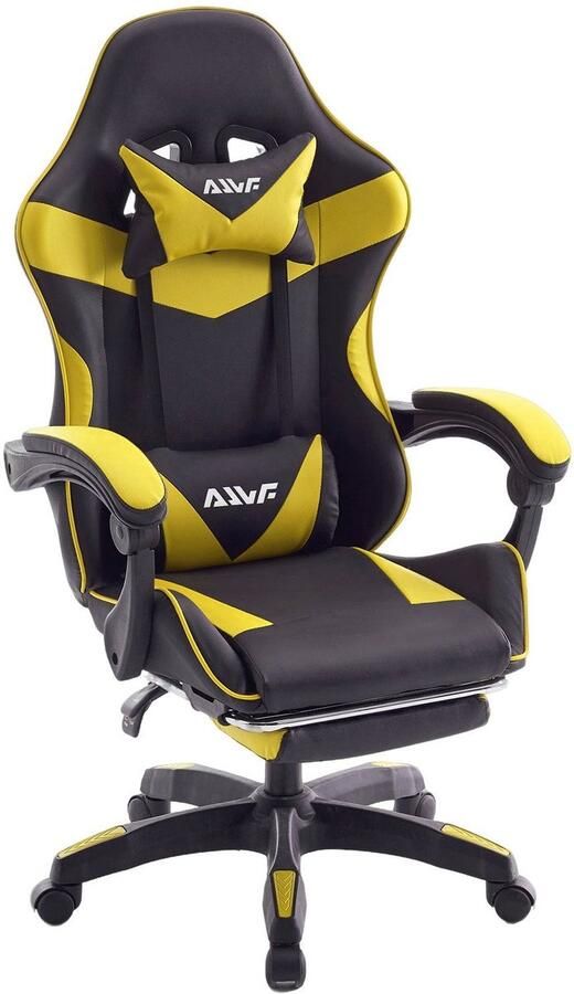 Corenia Gamingstoel – Gamestoel – Game Stoel – Gaming Chair – Bureaustoel – Ergonomisch Ontwerp – Verstelbare Voetensteun Geel