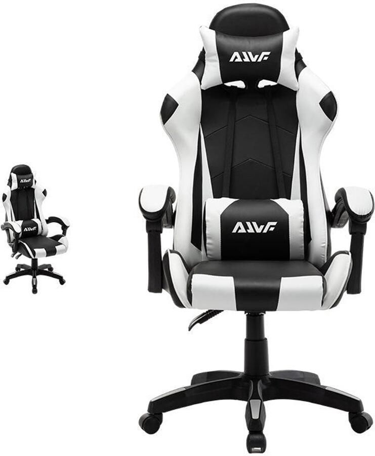 Corenia Gamingstoel – Gamestoel – Gaming Chair – Bureaustoel – Game Stoel – Ergonomisch Design – Kunstleer Bekleding – Verstelbare Rugleuning – 360° Draaibaar – Wit