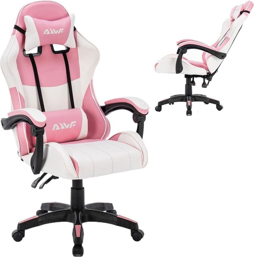 Corenia Gamingstoel – Gamestoel – Gaming Chair – Game Stoel – Bureaustoel – Ergonomisch Design – Verstelbare Rugleuning & Zithoogte – Roze