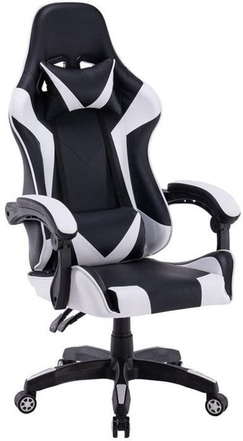 Corenia Gamingstoel – Gamestoel – Gaming Chair – Game Stoel – Bureaustoel – Ergonomisch Met Verstelbare Nek- En Lendenkussens – Rugleuning Tot 180° Wit