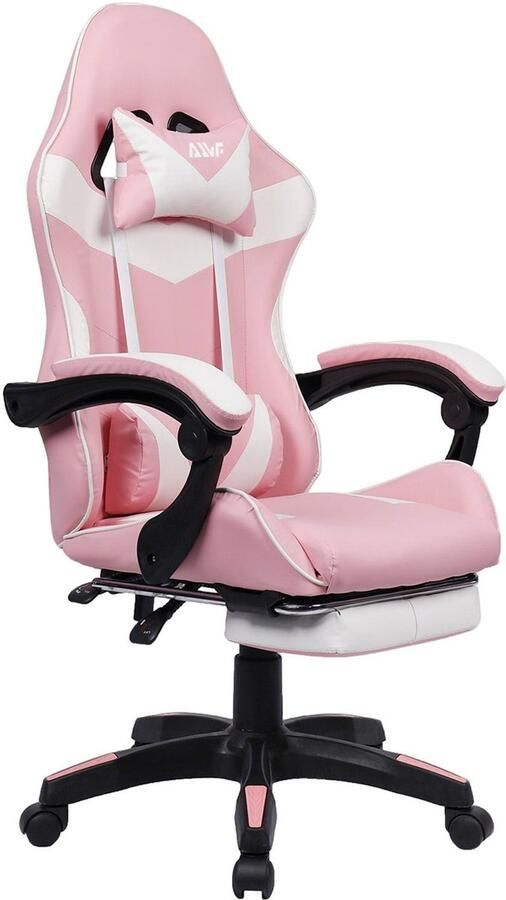 Corenia Gamingstoel – Gamestoel – Gaming Chair – Game Stoel – Bureaustoel – Roze – Ergonomisch Design – Uitschuifbare Voetensteun