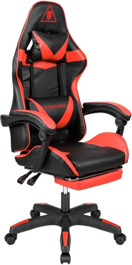 Corenia Gamingstoel – Gamestoel – Gaming Chair – Game Stoel – Bureaustoel – Verstelbare Zithoogte – Inklapbare Voetensteun Zwart Rood