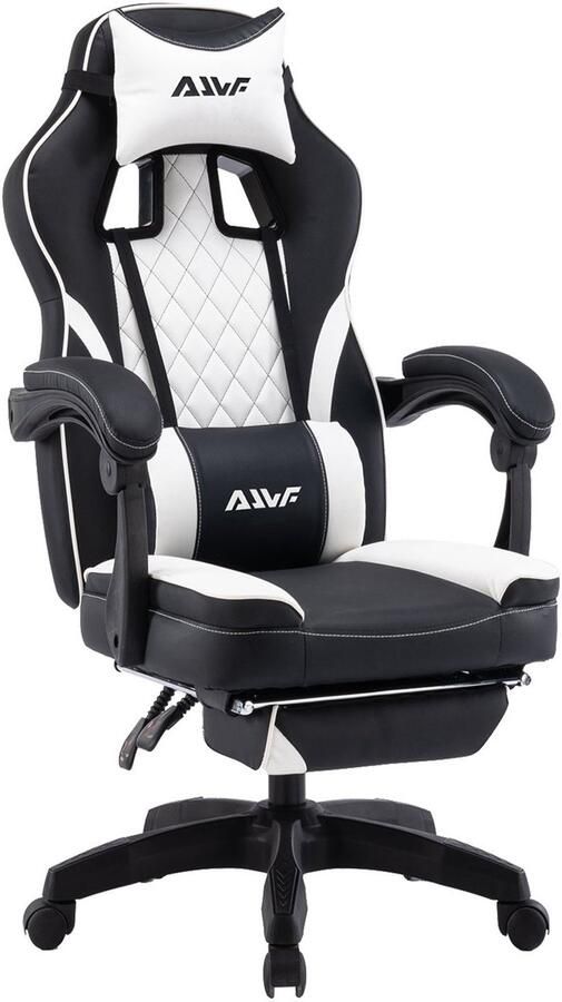 Corenia Gamingstoel – Gamestoel – Werkstoel – Bureaustoel – Computestoel – Ergonomische Lendensteun – 360° Draaibaar Zwart-Wit