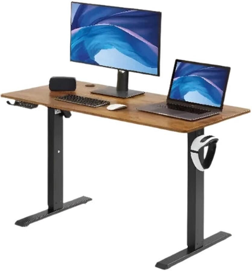 Corenia Groot Laptopcomputerbureau Rechthoekig Staand Bureau In Hoogte Verstelbaar PC-Bureau Gaming en Thuiskantoor 47 2 x 23 6 inch Zwart