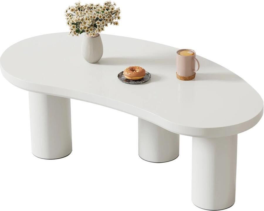 Corenia Halve Maan Salontafel – Bijzettafel – Woonkamertafel – Moderne Tafel – MDF Tafelblad – PVC Poten – Anti-Kras Viltjes