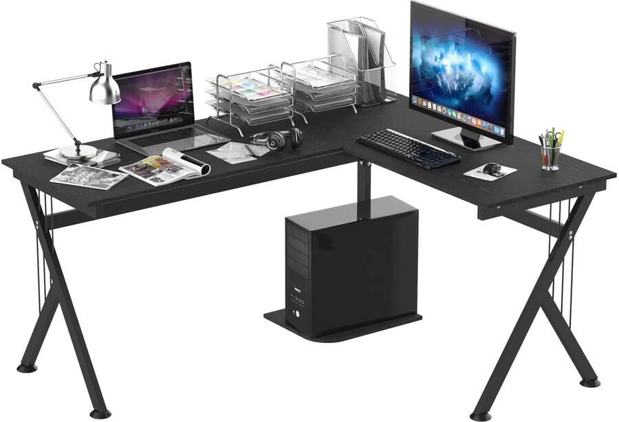 Corenia Hoekbureau – L-Vormig Bureau – Werkplek Bureau – Thuiswerk Bureau – Ruim Werkoppervlak – Stevig Frame – Onderhoudsvriendelijk oppervlak