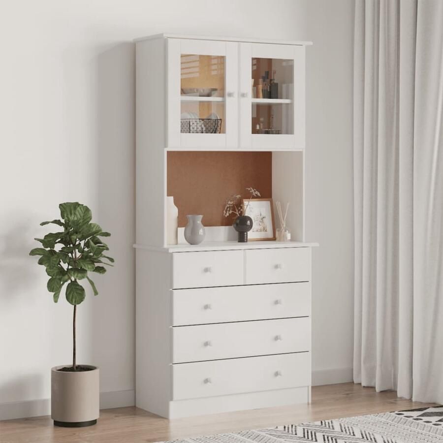 Corenia Hoogkast – Opbergkast – Boekenkast – Dressoir – Ladekast – Wit – Houten Materialen – Hoog En Ruimtebesparend