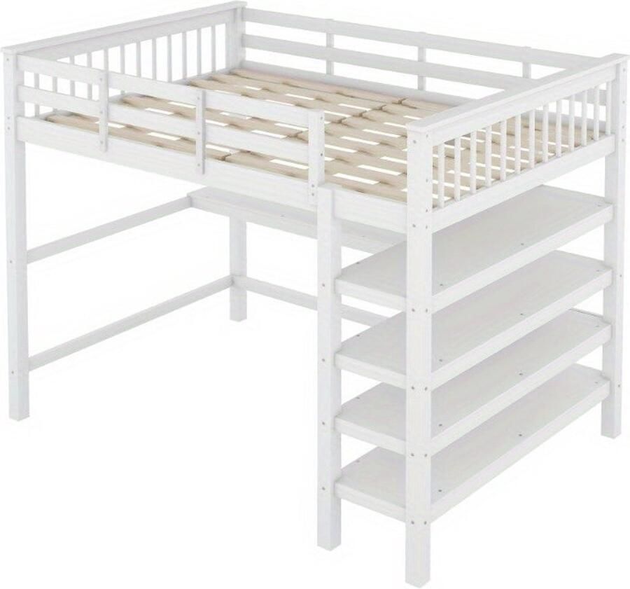 Corenia Hoogslaper – Stapelbed – Bedbank – Loftbed – Bed Compleet – Met Ingebouwd Bureau – Geschikt Voor Matras 140x200 cm – Stevig Metalen Frame – Ruimtebesparend Design