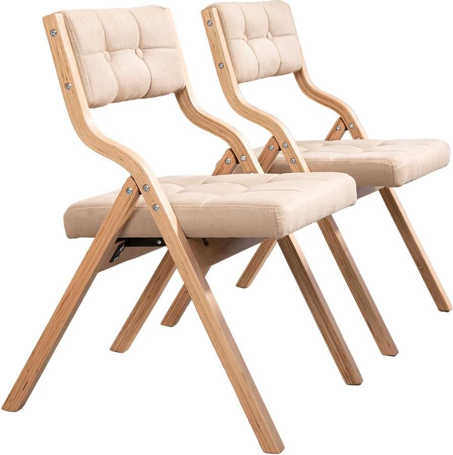 Corenia Houten Klapstoelen – Opvouwbare Stoelen – Klapstoelen Met Kussen – Event Stoelen – Bureaustoelen – Khaki Kleur – Ergonomisch Zitcomfort – Duurzaam Hardhouten Frame