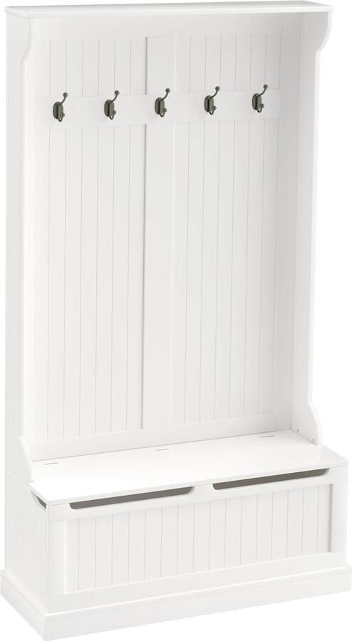 Corenia Kapstok Met Opbergbank – Kapstokbank – Halmeubel – Opbergbank – Mdf – 5 Dubbele Haken – 100 Kg Draagvermogen