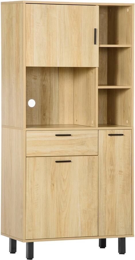 Corenia Keukenbuffet – Keukenkast – Opbergkast – Sideboard – Keukenmeubel – Natuurlijk Hout – Anti-omval Systeem – Kabeldoorvoer