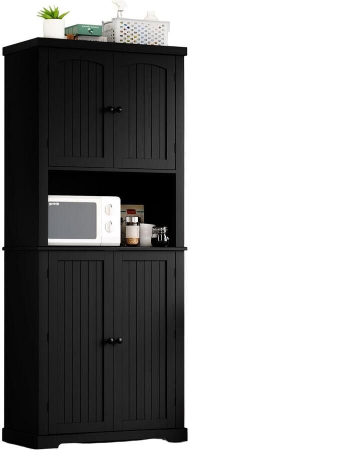 Corenia Keukenkast – Buffetkast – Opbergkast – Bovenkast – Apothekerskast – Multi-inzetbaar – 7 Planken – Hoogwaardig MDF – Werkblad