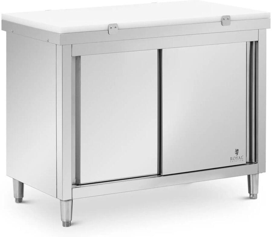 Corenia Keukenkast – Keukenbuffet – Opbergkast – Keukenonderkast – Gastronomisch Kastje – RVS Materiaal – Snijplank 120x60 cm