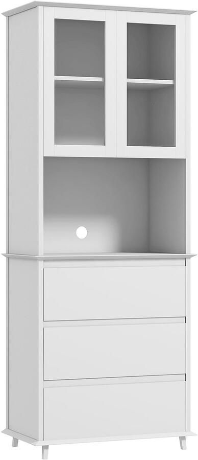 Corenia Keukenkast – Keukenbuffet – Opbergkast – Sideboard – Kast – Witte MDF Hout – 2 Deuren 3 Lades Centrale Nis – 68x38x172 cm