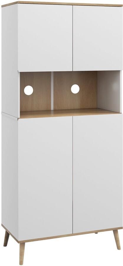 Corenia Keukenkast – Keukenkastje – Opbergkast – Magnetronkast – Buffetkast – Wit – 80x40x178 cm – Verstelbare Planken – Anti-Kantelbeveiliging