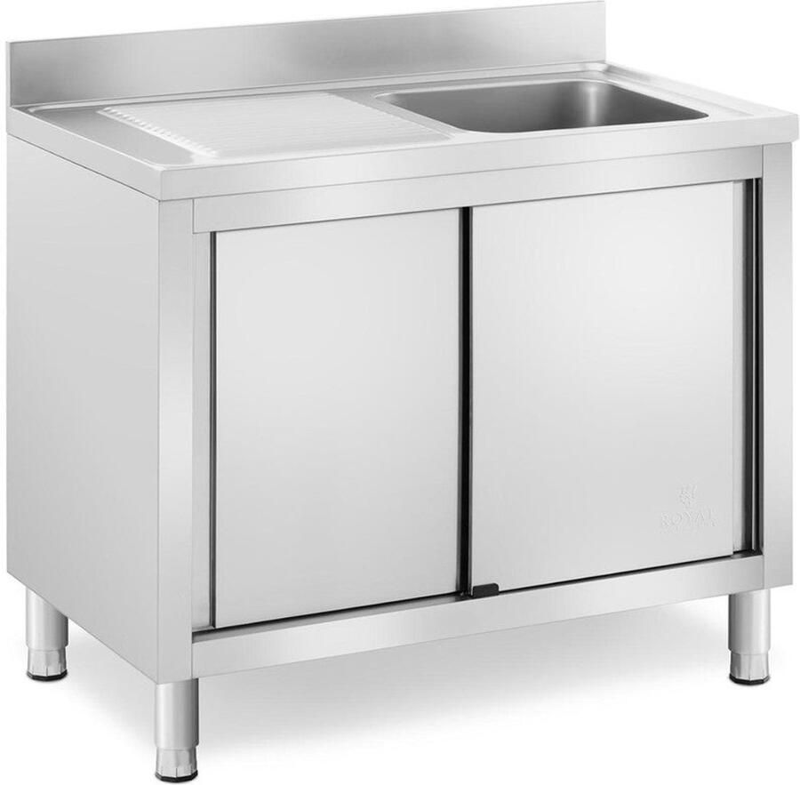 Corenia Keukenkast met Spoelbak – Gootsteenkast – Wastafelonderkast – Spoelbakkast – Keukenonderkast – RVS Constructie – Grote 40x40 cm Spoelbak met Onderkast