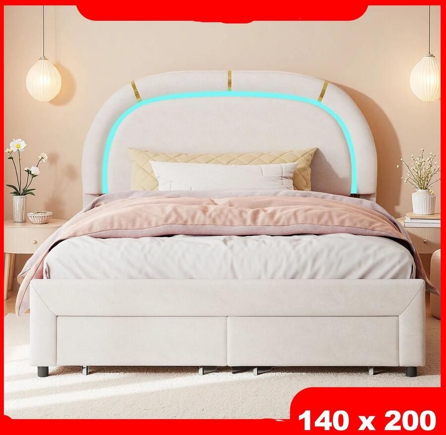 Corenia Kinderbed – Peuterbed – Huisbed – Kinderledikant – Fluwelen Bekleding – LED-Verlichting – Opberglade