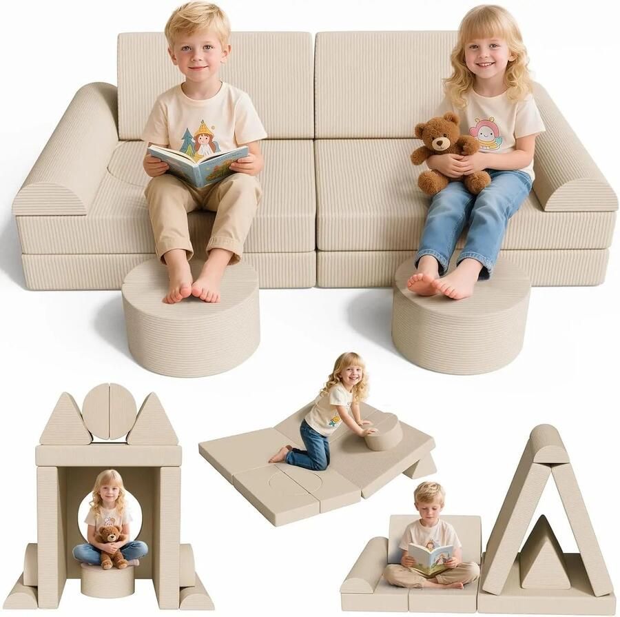 Corenia Kindermatras Sofa – Zitzak Kinderen – Speelbank – Speelmat – Modulaire Kindersofa – Veilig Schuimrubber – Oeko-TEX Corduroy Hoesje
