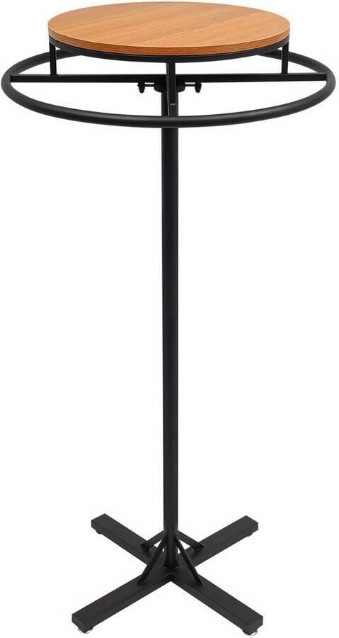 Corenia Kledingstandaard – Kledingrek – Kledinghouder – Kledingdisplay – Vrijstaande kledinghanger – Zwart – 70 cm Diameter – Staal en Massief Hout – Stevig Draagvermogen 50 kg