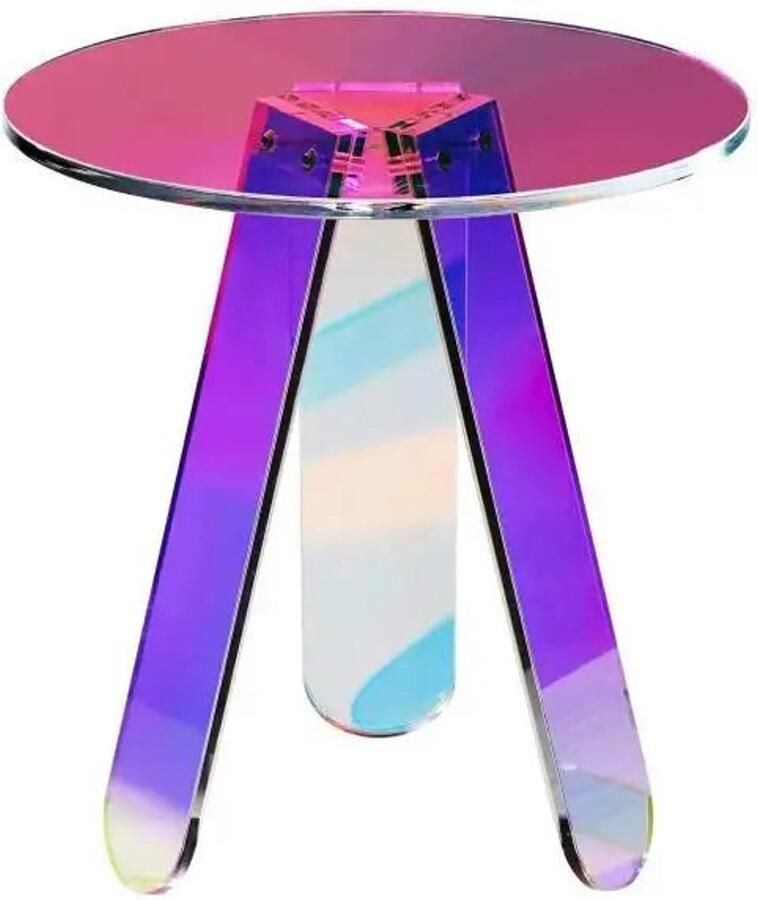 Corenia Koffietafel Table Coffe table Living Room Table Ronde iriserende bijzettafel Heldere regenboog acryl salontafel voor voedselboek gebruikt in woonkamer en slaapkamer Acryl bijzettafel