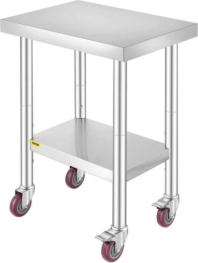 Corenia Koffietafel Table Coffe table Living Room Table RVS Catering Werktafel 24x18 Inch Voedselbereidingswerkbank voor Keukenvoorbereidingstafel Keukentafel met 4 Wielen