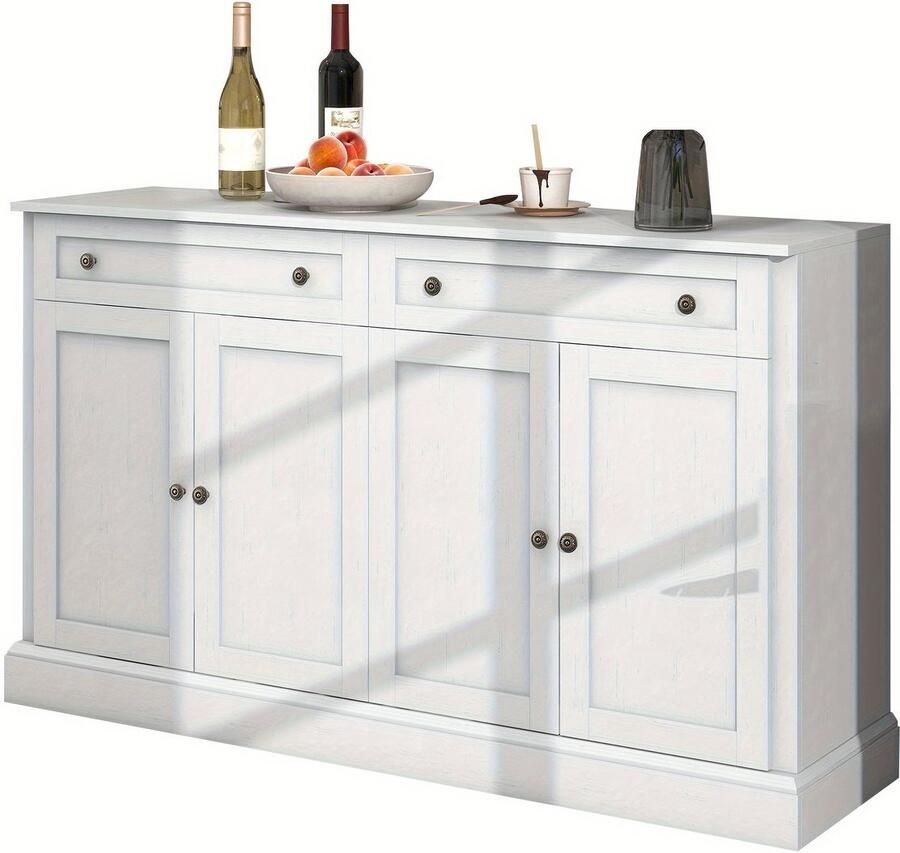 Corenia Ladekast – Opbergkast – Dressoir – Buffetkast – Woonkamerkast – Wit – 150 x 40 x 86 cm – Duurzaam Bamboe – Veel Opbergruimte