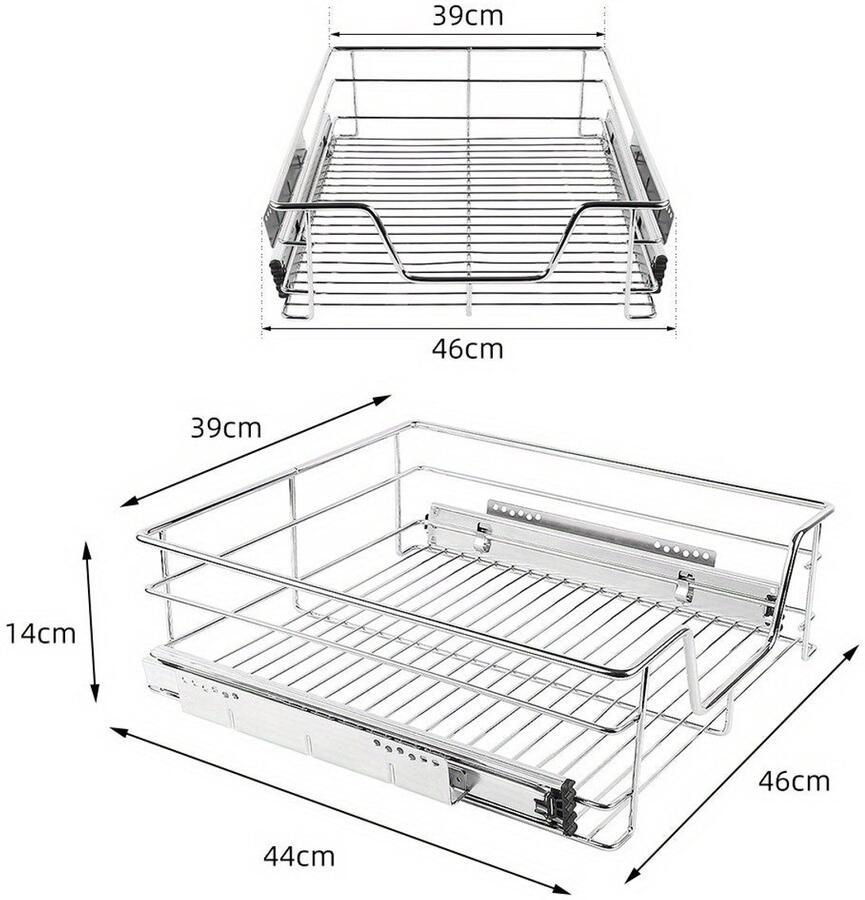 Corenia Ladeverdelersysteem – Lade Organizer – Uittrekbare Lade – Kast Organizer – Opbergmand – Verstelbare Hoogte 39 49 cm – Stevig Metaal Met Wit Coating