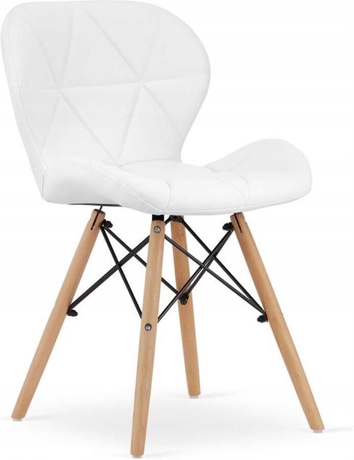 Corenia Leren Stoel – Eetkamerstoel – Bureau Stoel – Woonkamer Stoel – Design Stoel – Eco-leer Zitting – Beukenhouten Poten – 48x44x73 cm – Draagkracht 120 kg