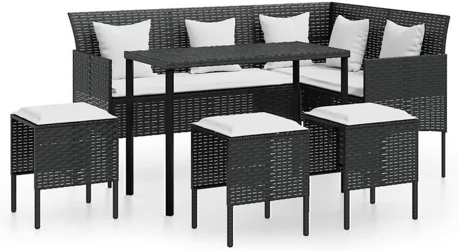 Corenia Loungebank – Loungeset – Tuinbank – Loungesofa – Loungebank met Kussens – Weerbestendig PE Rotan – Gepoedercoat Stalen Frame