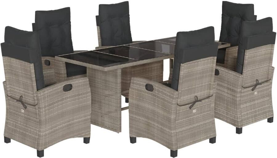 Corenia Loungebank – Tuinbank – Loungeset – Buitenbank – Tuinmeubel – PE-Rattan – Verstelbare Rugleuning – Lichtgrijs