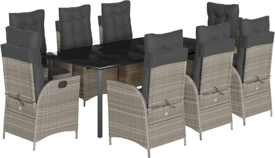 Corenia Loungebank – Tuinbank – Loungeset – Tuinmeubel – Balkonbank – 8 Persoons – Weerbestendig PE-Rattan – Verstelbare Rugleuningen