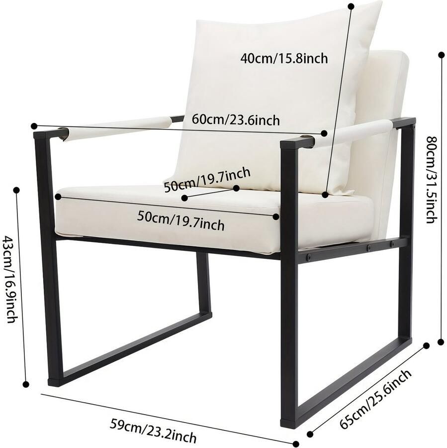 Corenia Loungefauteuil – Relaxstoel – Fauteuil – Armstoel – Zithoekstoel – Zacht PU-materiaal – Stevig ijzeren frame – Ergonomisch ontwerp – Verkrijgbaar in zwart en wit