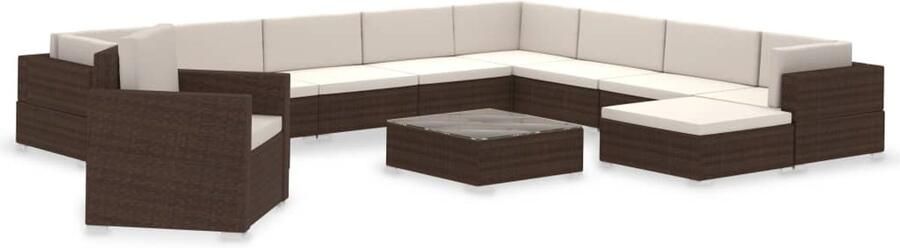 Corenia Loungekussen – Tuinkussen – Zitkussen – Rugkussen – Palletkussen – 12-delig – Polyester – 6 cm Dikte – Weerbestendig Polyester Bruin