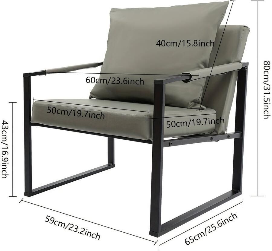 Corenia Loungestoel – Fauteuil – Relaxstoel – Kamerstoel – Leesstoel – Ergonomisch Design – Stevig IJzeren Frame – Schuimvulling – Zwart